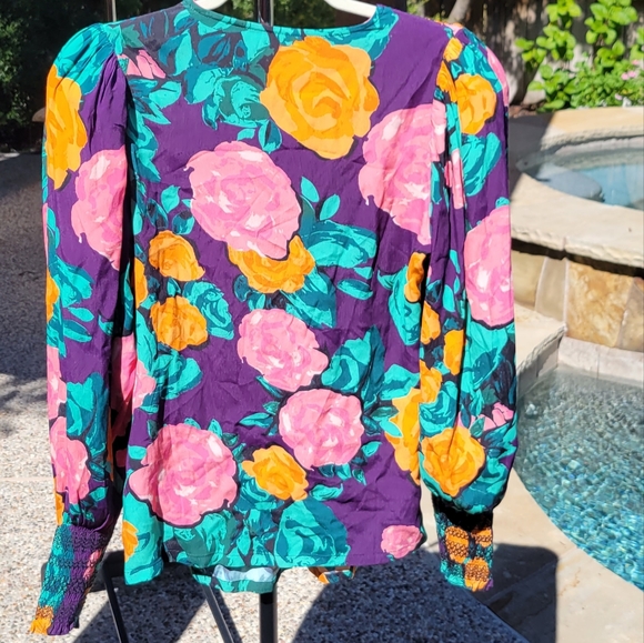 Nwot Plenty by Tracy Reese Puff-Sleeved Floral Blouse xs - Picture 9 of 14